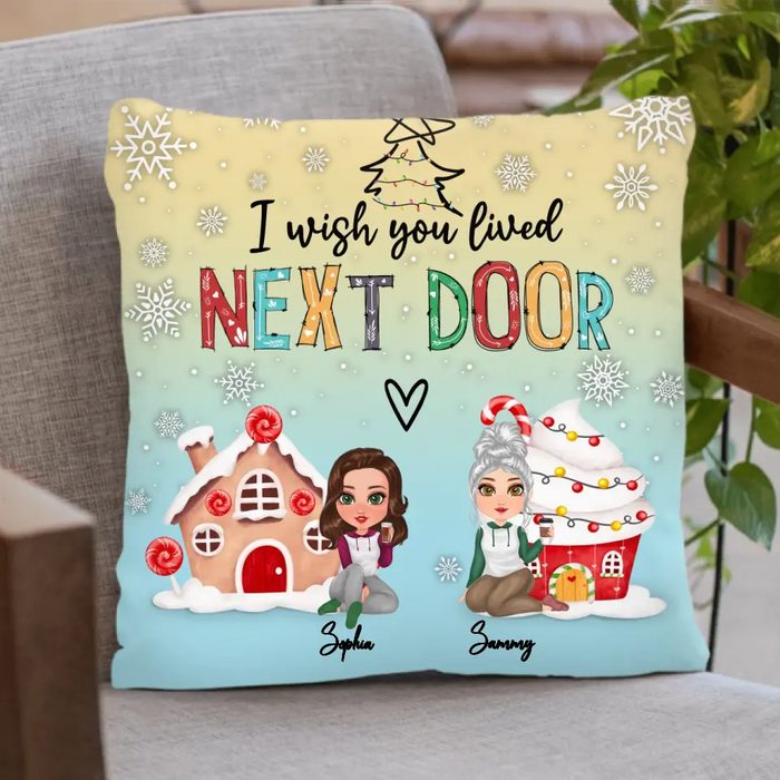 Personalized Friends Quilt/Fleece Throw Blanket/Pillow Cover - Gift Idea For Friends/Christmas - Up to 5 Girls - I Wished You Lived Next Door