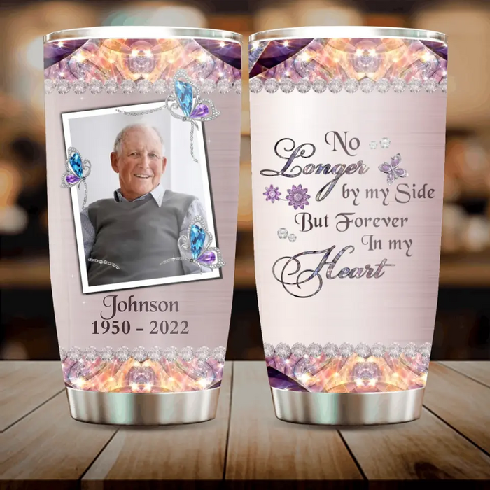Personalized Memorial Photo Tumbler - Memorial Gift Idea For Family - No Longer By My Side But Forever In My Heart