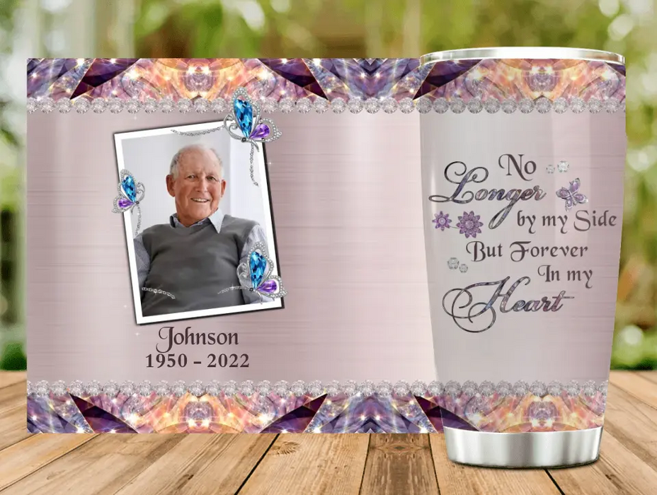 Personalized Memorial Photo Tumbler - Memorial Gift Idea For Family - No Longer By My Side But Forever In My Heart