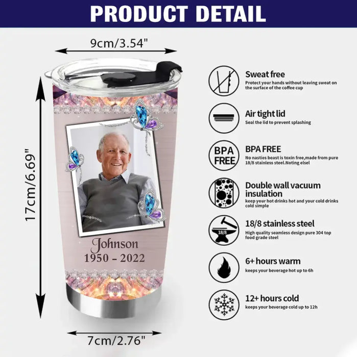 Personalized Memorial Photo Tumbler - Memorial Gift Idea For Family - No Longer By My Side But Forever In My Heart