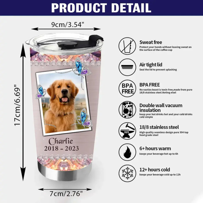 Personalized Memorial Tumbler - Upload Photo - Memorial Gift For Pet Lovers - Your Wings Were Ready But My Heart Was Not