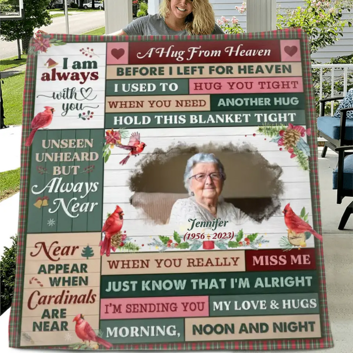 Personalized Memorial Quilt/Fleece Throw Blanket - Upload Photo - Memorial Gift Idea For Family Member - I Am Always With You
