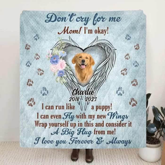 Personalized Memorial Quilt/Fleece Throw Blanket - Upload Photo - Memorial Gift Idea For Pet Lovers - I Can Run Like A Puppy