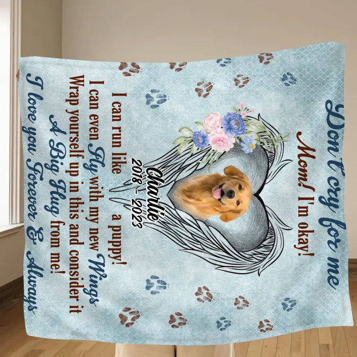 Personalized Memorial Quilt/Fleece Throw Blanket - Upload Photo - Memorial Gift Idea For Pet Lovers - I Can Run Like A Puppy