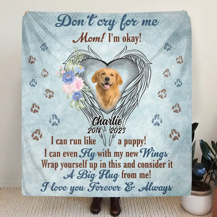 Personalized Memorial Quilt/Fleece Throw Blanket - Upload Photo - Memorial Gift Idea For Pet Lovers - I Can Run Like A Puppy
