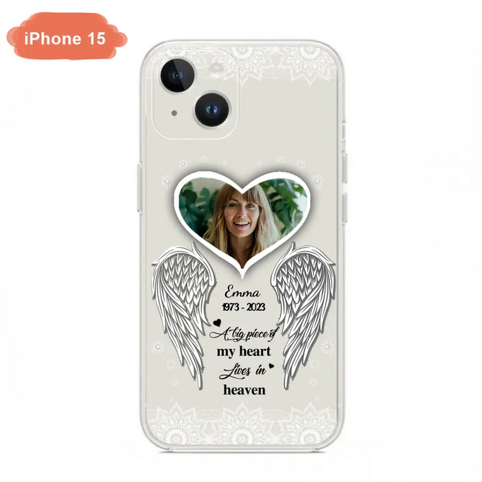 Personalized Memorial Photo Phone Case - Memorial Gift Idea For Family - A Big Piece Of My Heart Lives In Heaven - Case for iPhone/Samsung