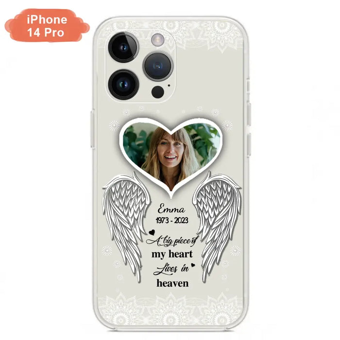 Personalized Memorial Photo Phone Case - Memorial Gift Idea For Family - A Big Piece Of My Heart Lives In Heaven - Case for iPhone/Samsung