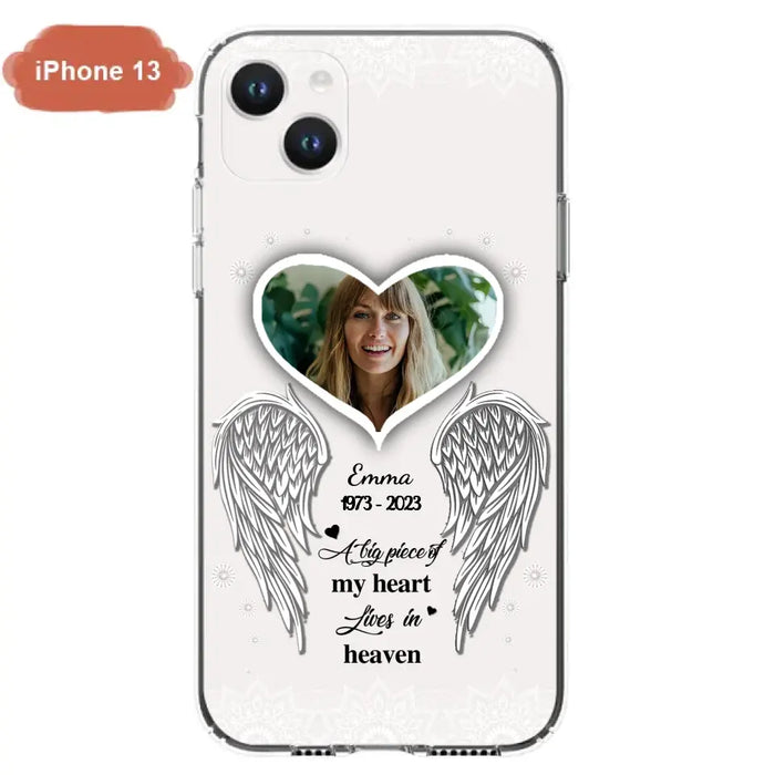 Personalized Memorial Photo Phone Case - Memorial Gift Idea For Family - A Big Piece Of My Heart Lives In Heaven - Case for iPhone/Samsung