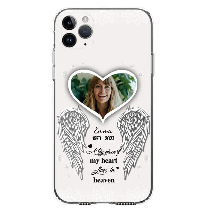 Personalized Memorial Photo Phone Case - Memorial Gift Idea For Family - A Big Piece Of My Heart Lives In Heaven - Case for iPhone/Samsung