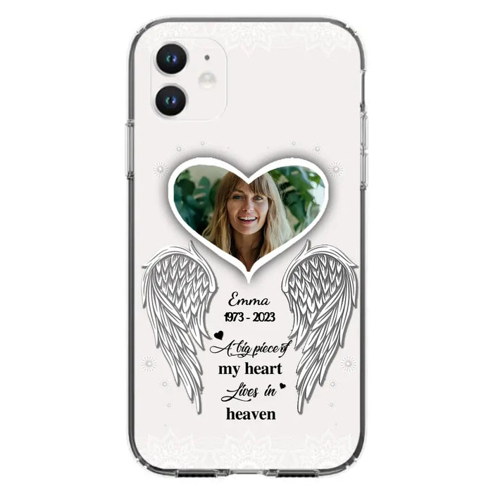 Personalized Memorial Photo Phone Case - Memorial Gift Idea For Family - A Big Piece Of My Heart Lives In Heaven - Case for iPhone/Samsung