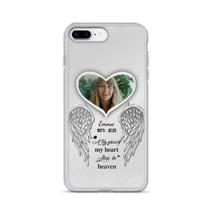 Personalized Memorial Photo Phone Case - Memorial Gift Idea For Family - A Big Piece Of My Heart Lives In Heaven - Case for iPhone/Samsung