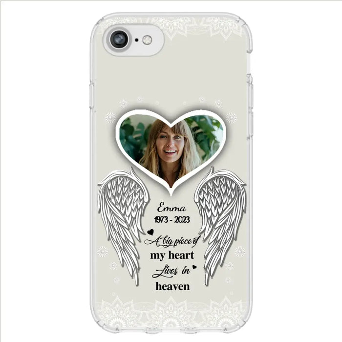 Personalized Memorial Photo Phone Case - Memorial Gift Idea For Family - A Big Piece Of My Heart Lives In Heaven - Case for iPhone/Samsung