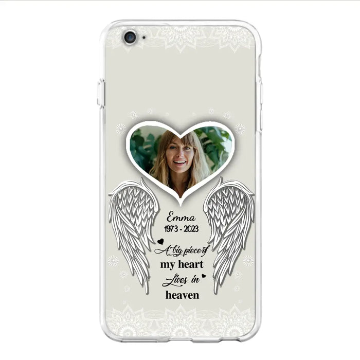 Personalized Memorial Photo Phone Case - Memorial Gift Idea For Family - A Big Piece Of My Heart Lives In Heaven - Case for iPhone/Samsung