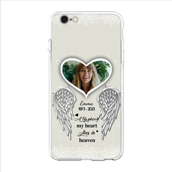 Personalized Memorial Photo Phone Case - Memorial Gift Idea For Family - A Big Piece Of My Heart Lives In Heaven - Case for iPhone/Samsung