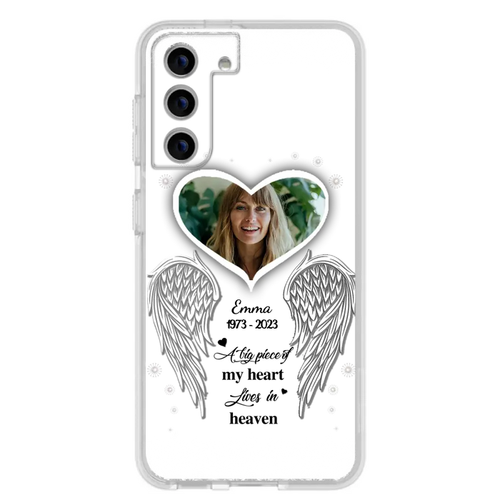 Personalized Memorial Photo Phone Case - Memorial Gift Idea For Family - A Big Piece Of My Heart Lives In Heaven - Case for iPhone/Samsung