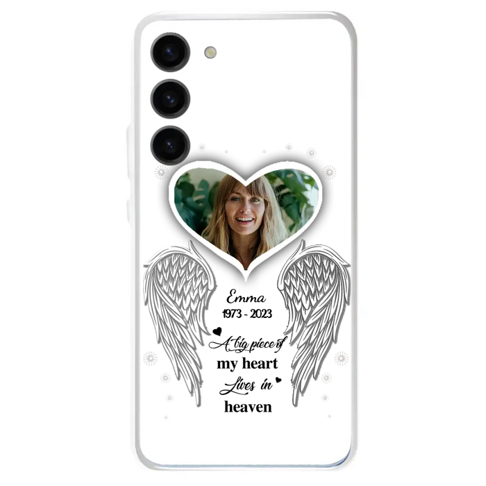 Personalized Memorial Photo Phone Case - Memorial Gift Idea For Family - A Big Piece Of My Heart Lives In Heaven - Case for iPhone/Samsung