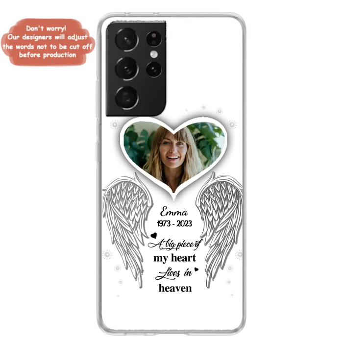 Personalized Memorial Photo Phone Case - Memorial Gift Idea For Family - A Big Piece Of My Heart Lives In Heaven - Case for iPhone/Samsung