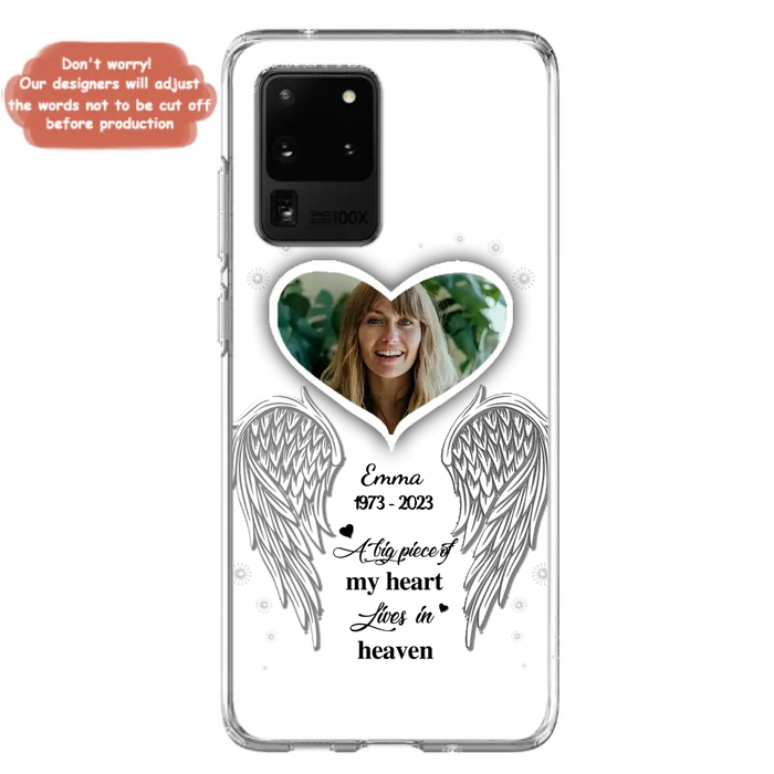 Personalized Memorial Photo Phone Case - Memorial Gift Idea For Family - A Big Piece Of My Heart Lives In Heaven - Case for iPhone/Samsung