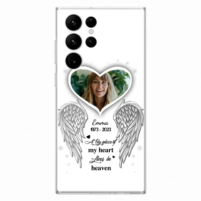 Personalized Memorial Photo Phone Case - Memorial Gift Idea For Family - A Big Piece Of My Heart Lives In Heaven - Case for iPhone/Samsung