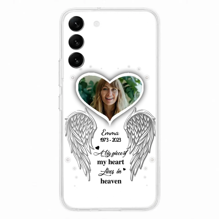 Personalized Memorial Photo Phone Case - Memorial Gift Idea For Family - A Big Piece Of My Heart Lives In Heaven - Case for iPhone/Samsung