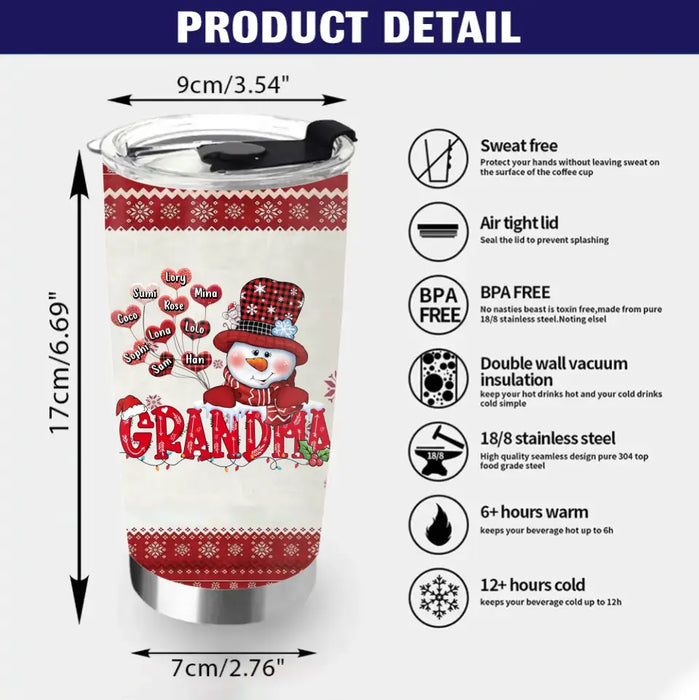 Personalized Grandma Tumbler - Gift Idea For Christmas  - Up to 10 Grandkids - Life Is Just Better With Grandkids