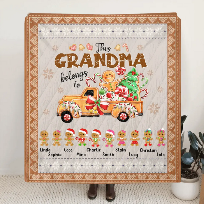 Personalized Grandma's Cookies Christmas Fleece Throw Blanket & Quilt - Gift Idea For Grandma/Mom - Up to 10 Kids - This Grandma Belongs To