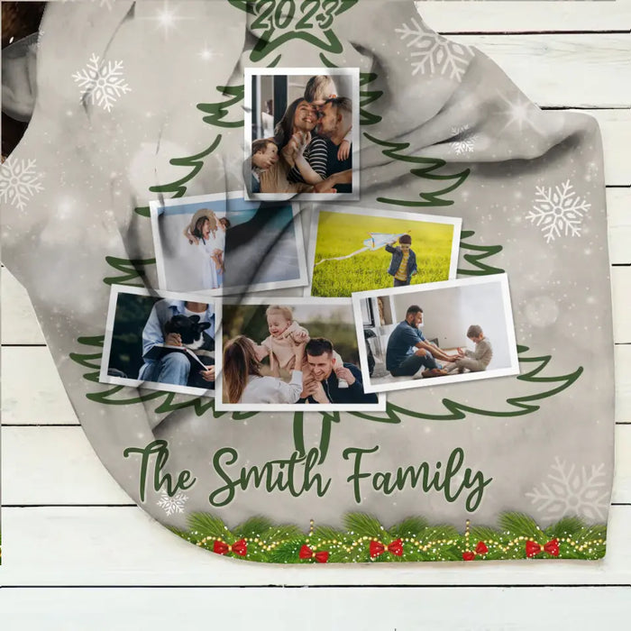 Personalized Christmas Family Quilt/Fleece Throw Blanket - Upload Photos - Christmas Gift Idea For Family