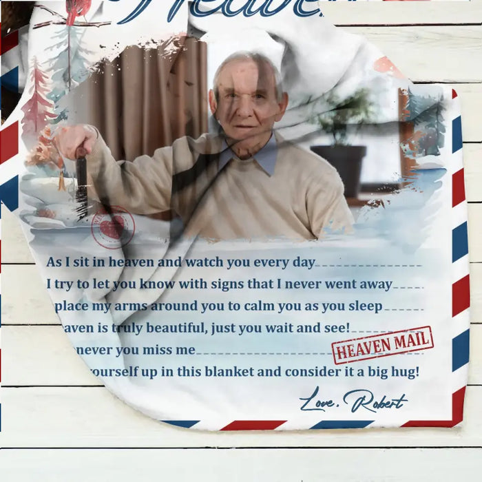 Personalized Memorial Photo Quilt/Fleece Throw Blanket - Memorial Gift Idea - Upload Photo - A Letter From Heaven