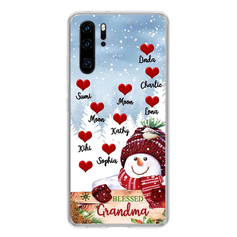 Personalized Snowman Grandma Phone Case - Christmas Gift Idea For Grandma - Up to 10 Kids - Case For Oppo/Xiaomi/Huawei - Blessed Grandma