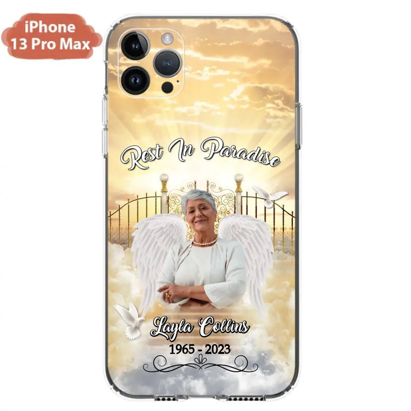 Custom Personalized Rest In Paradise Memorial Phone Case - Upload Photo - Memorial Gift Idea For Family - Case For iPhone And Samsung