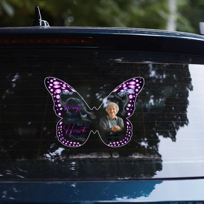 Personalized Memorial Butterfly Photo 3D Square Decal - Memorial Gift Idea for Family Member - Your Wings Were Ready But My Heart Was Not