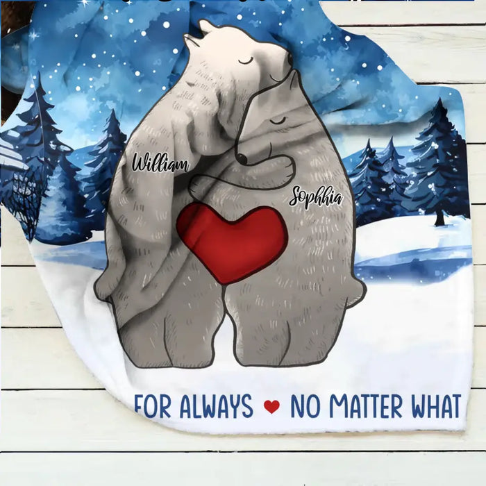 Personalized Family Bear Together Quilt/Fleece Throw Blanket - Gift Idea For Family/Memorial Gift - Couple/Parents With Up to 4 Kids - Forever For Always No Matter What