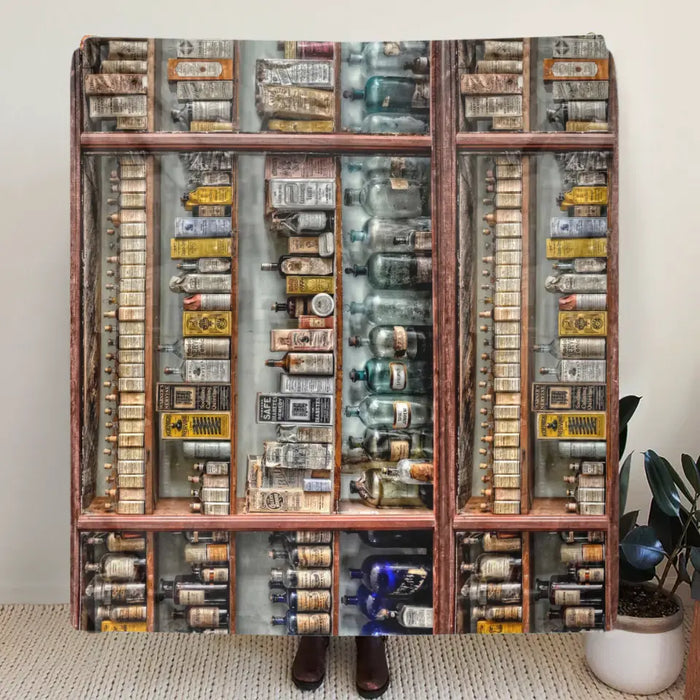 Personalized Vintage Antique Medicine Pharmacy Quilt/Fleece Throw Blanket - Gift Idea For Friends/Family Member/Pharmacist