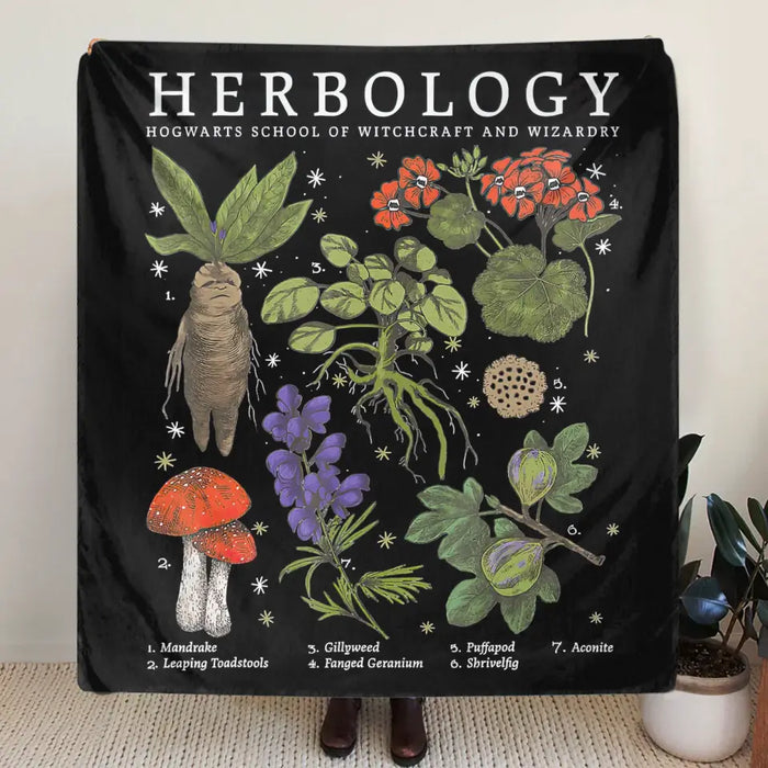 Personalized Herbology Fleece Throw Blanket & Quilt - Gift Idea For Friends/ Family Member/ Plant Lover
