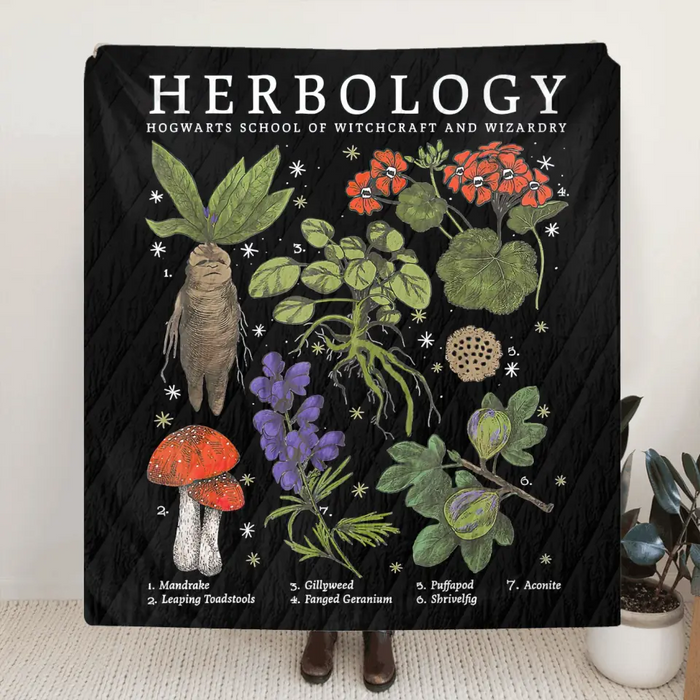 Personalized Herbology Fleece Throw Blanket & Quilt - Gift Idea For Friends/ Family Member/ Plant Lover