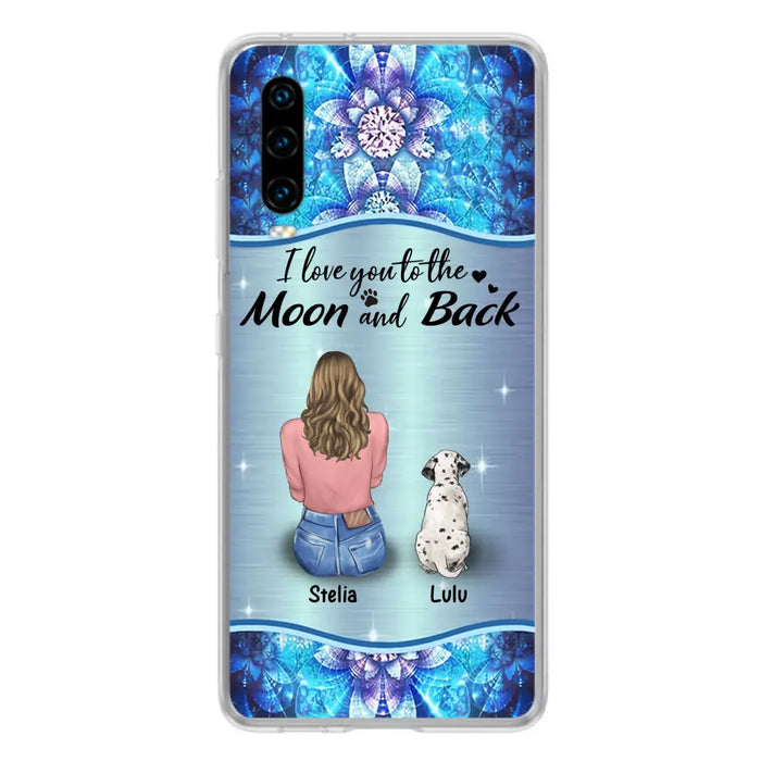Personalized Dog Mom Phone Case - Up to 4 Dogs -Gift Idea For Dog Owners - I Love You To The Moon And Back - Case For Oppo/Xiaomi/Huawei