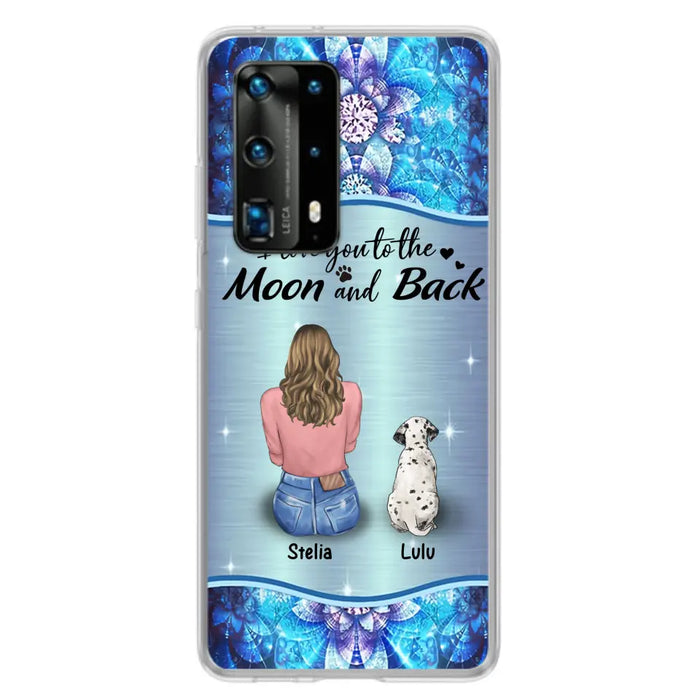 Personalized Dog Mom Phone Case - Up to 4 Dogs -Gift Idea For Dog Owners - I Love You To The Moon And Back - Case For Oppo/Xiaomi/Huawei