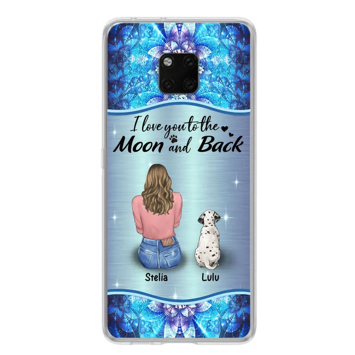 Personalized Dog Mom Phone Case - Up to 4 Dogs -Gift Idea For Dog Owners - I Love You To The Moon And Back - Case For Oppo/Xiaomi/Huawei