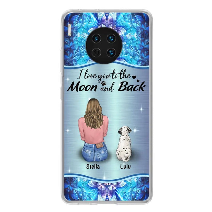 Personalized Dog Mom Phone Case - Up to 4 Dogs -Gift Idea For Dog Owners - I Love You To The Moon And Back - Case For Oppo/Xiaomi/Huawei