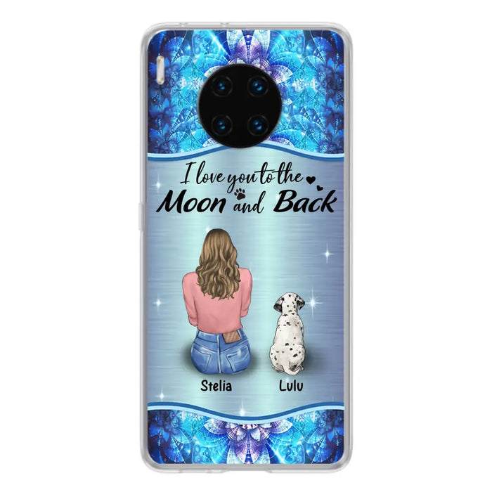 Personalized Dog Mom Phone Case - Up to 4 Dogs -Gift Idea For Dog Owners - I Love You To The Moon And Back - Case For Oppo/Xiaomi/Huawei