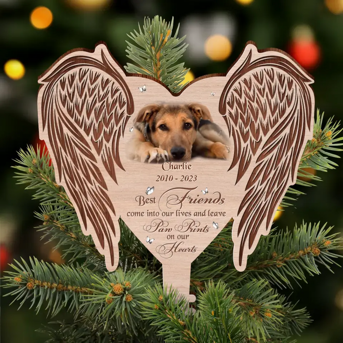 Personalized Memorial Photo Tree Topper - Memorial Gift Idea for Christmas - Best Friends Come Into Our Lives And Leave Paw Prints On Our Hearts