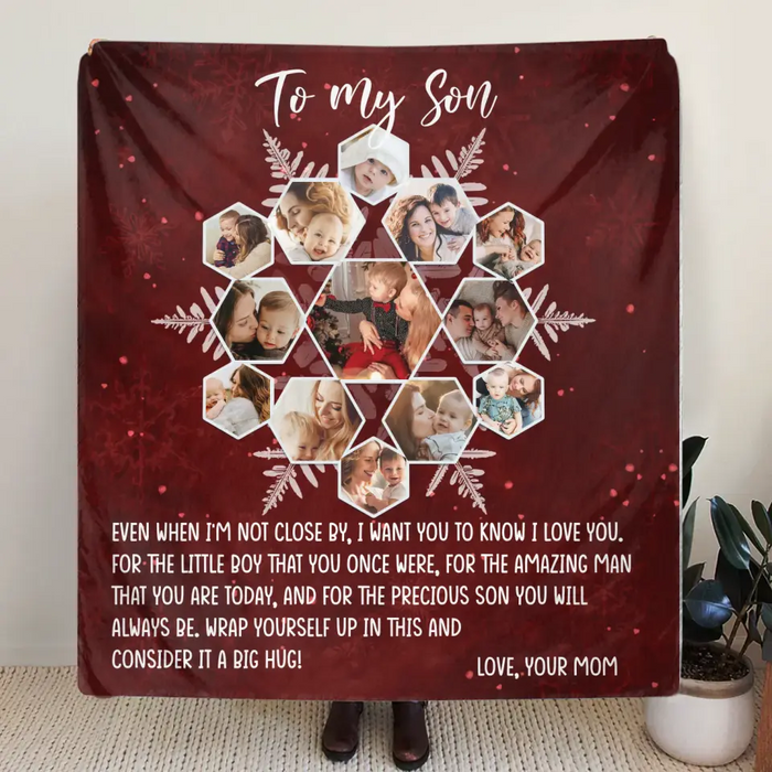 Personalized To My Son Photo Quilt/Fleece Throw Blanket - Gift Idea For Son - Upload Photo - Consider It A Big Hug