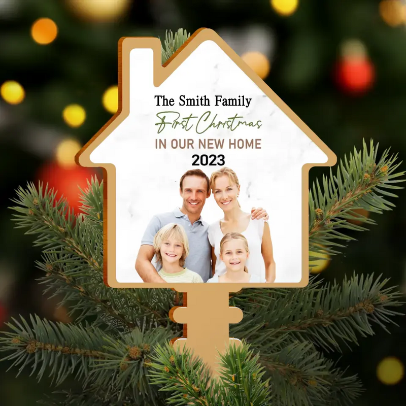 Personalized Family Tree Topper - Upload Photo - Christmas Gift For Couple/Family - First Christmas In Our New Home 2023
