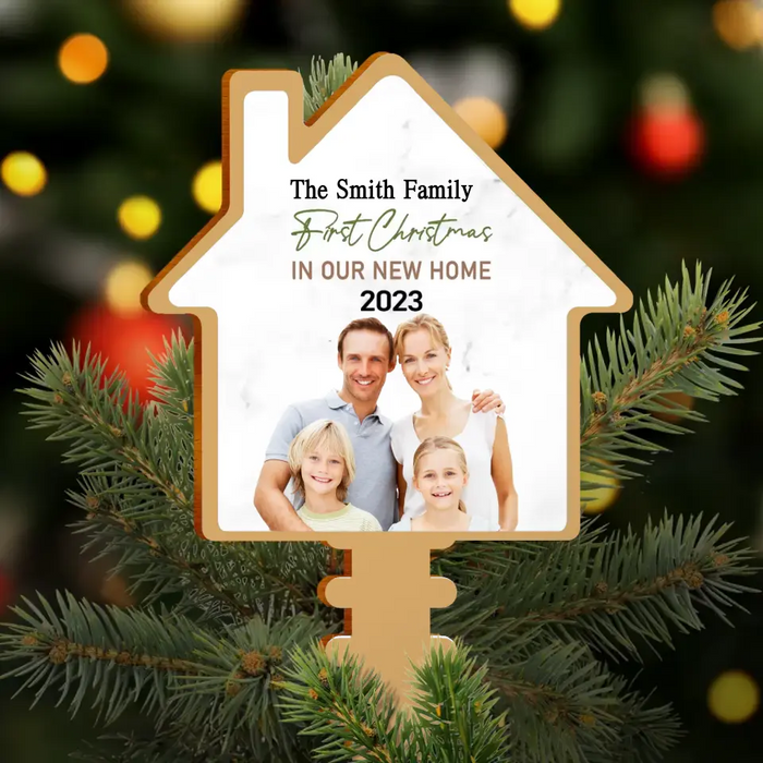 Personalized Family Tree Topper - Upload Photo - Christmas Gift For Couple/Family - First Christmas In Our New Home 2023