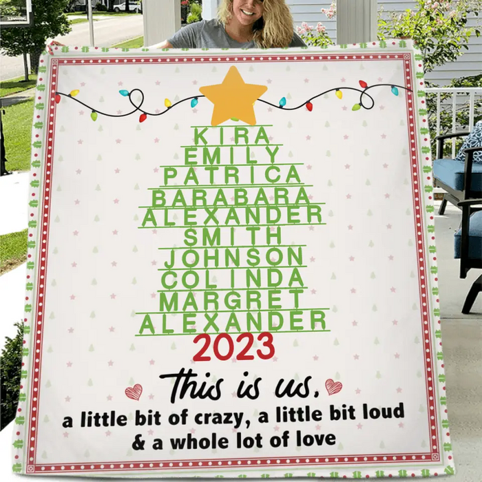 Personalized Family Christmas Tree Quilt/Fleece Throw Blanket - Gift Idea For Family/Christmas - This Is Us