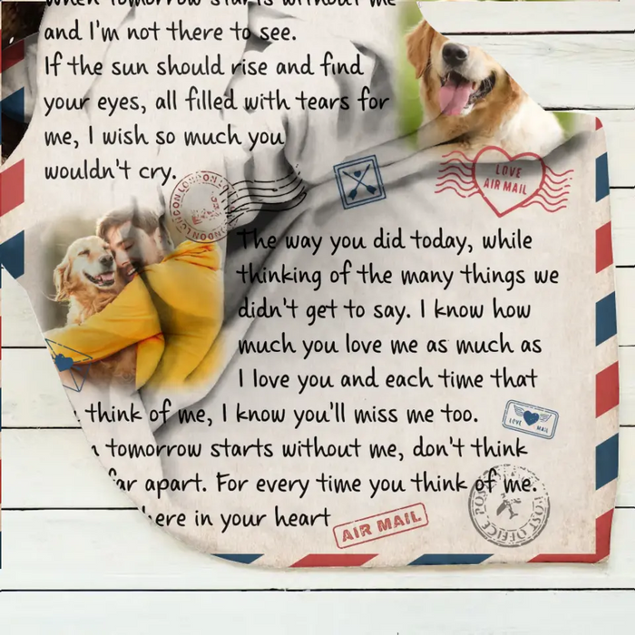 Personalized Memorial Pet Fleece Throw Blanket & Quilt - Upload Photo - Memorial Gift Idea For Pet Owners - A Letter From Heaven