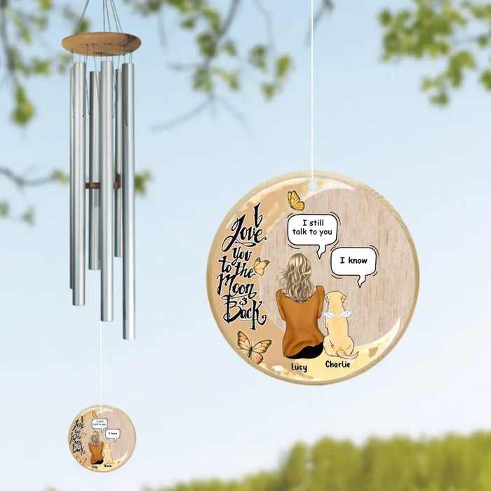 Personalized Memorial Pet Circle Wind Chime - Gift Idea For Dog/Cat Lover - I Love You To The Moon And Back