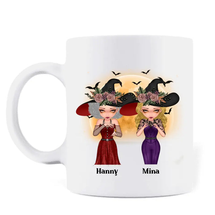 Personalized Witches Coffee Mug - Up to 4 Girls - Halloween Gift For Friends/Sisters/Besties - Sisters Of The Moon