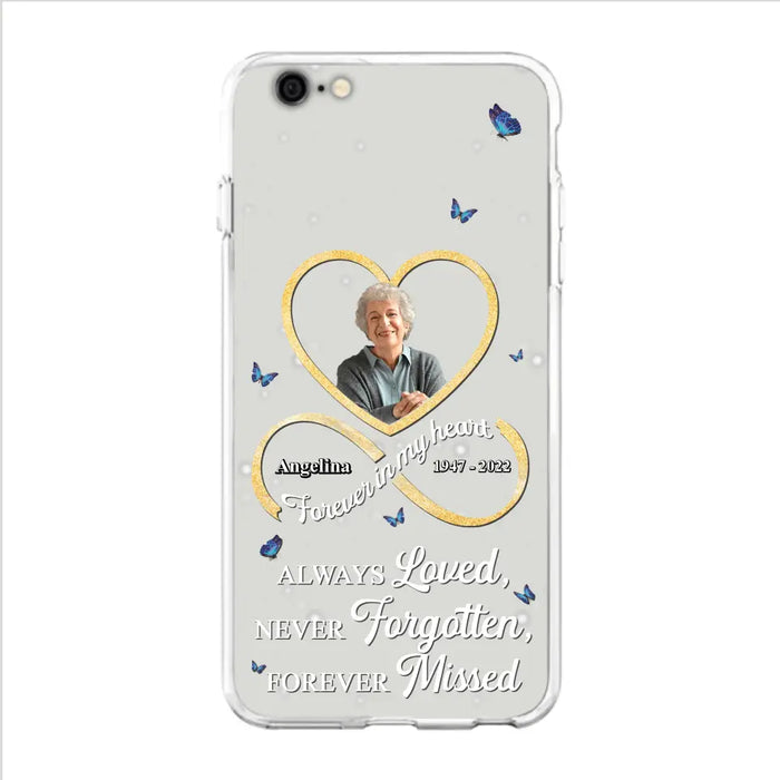 Custom Personalized Memorial Wing Heart Phone Case - Memorial Gift Idea For Family - Case For iPhone/Samsung - Always Loved Never Forgotten Forever Missed