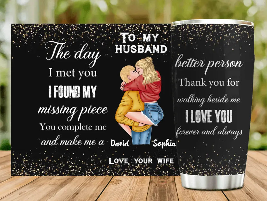 Personalized Couple Tumbler - Christmas Gift Idea For Couple/Husband/Wife - To My Husband The Day I Met You